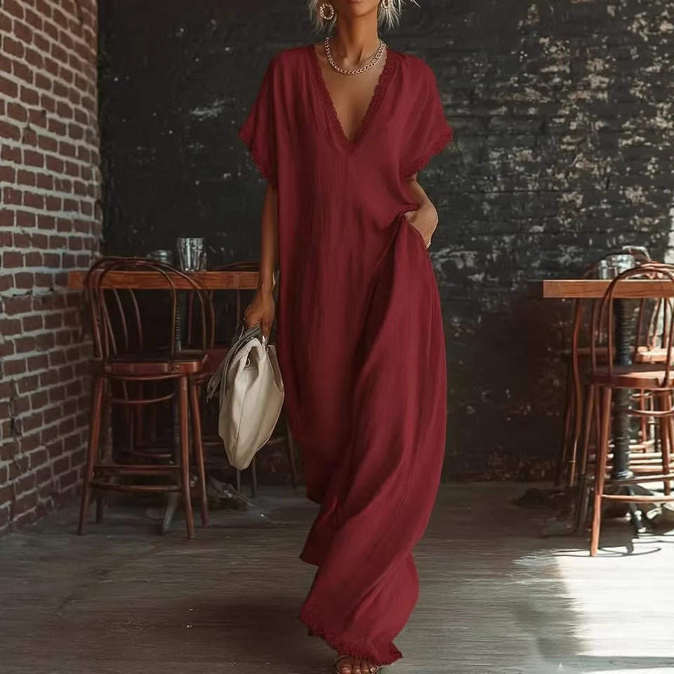 The Hera Lace-Trimmed Kaftan