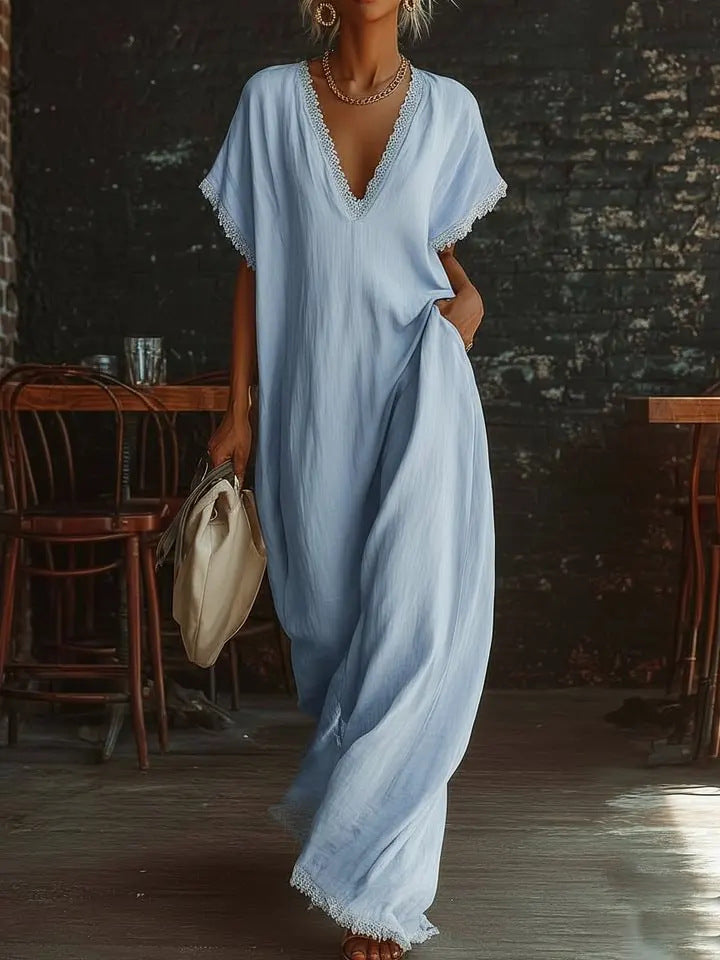 The Hera Lace-Trimmed Kaftan