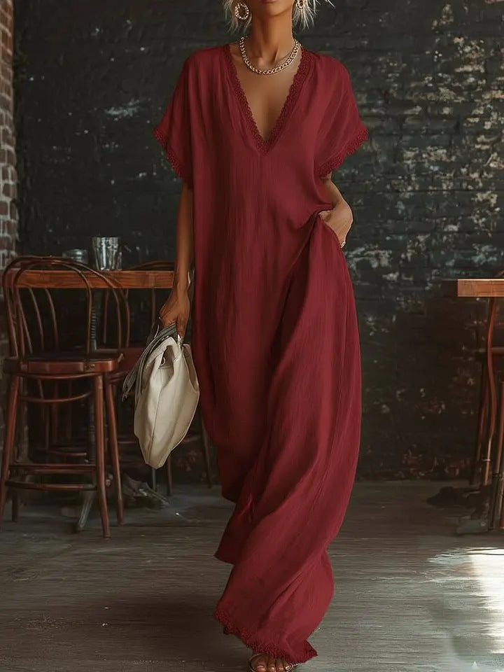 The Hera Lace-Trimmed Kaftan