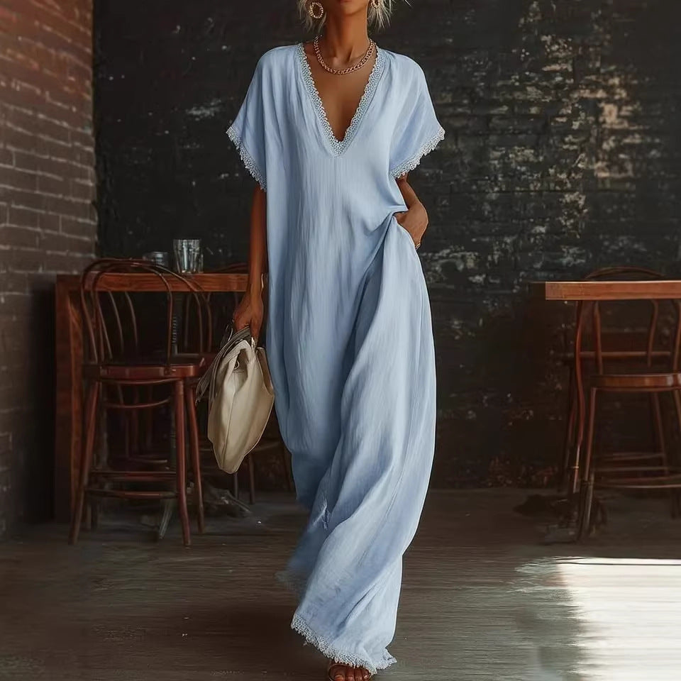 The Hera Lace-Trimmed Kaftan