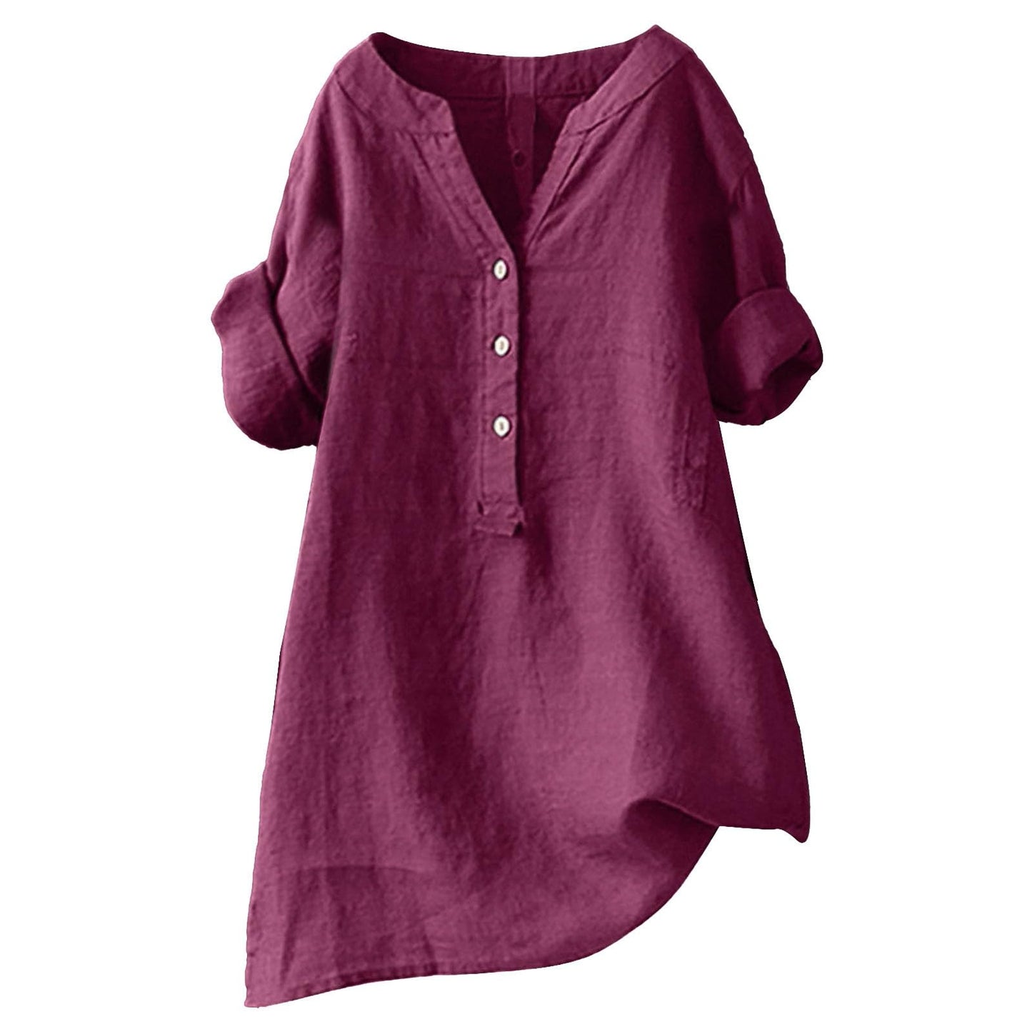 Linen Blend V-Neck Shirts for Women 2024